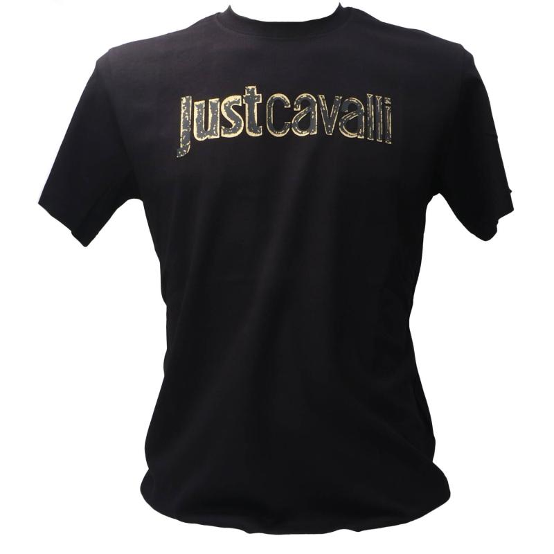 Just Cavalli T-shirt 79PM601 R RUBBER GLITTER LOGO  Nero