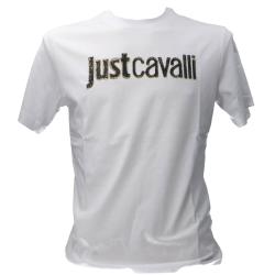 Just Cavalli T-shirt 79PM601 R RUBBER GLITTER LOGO  Bianco