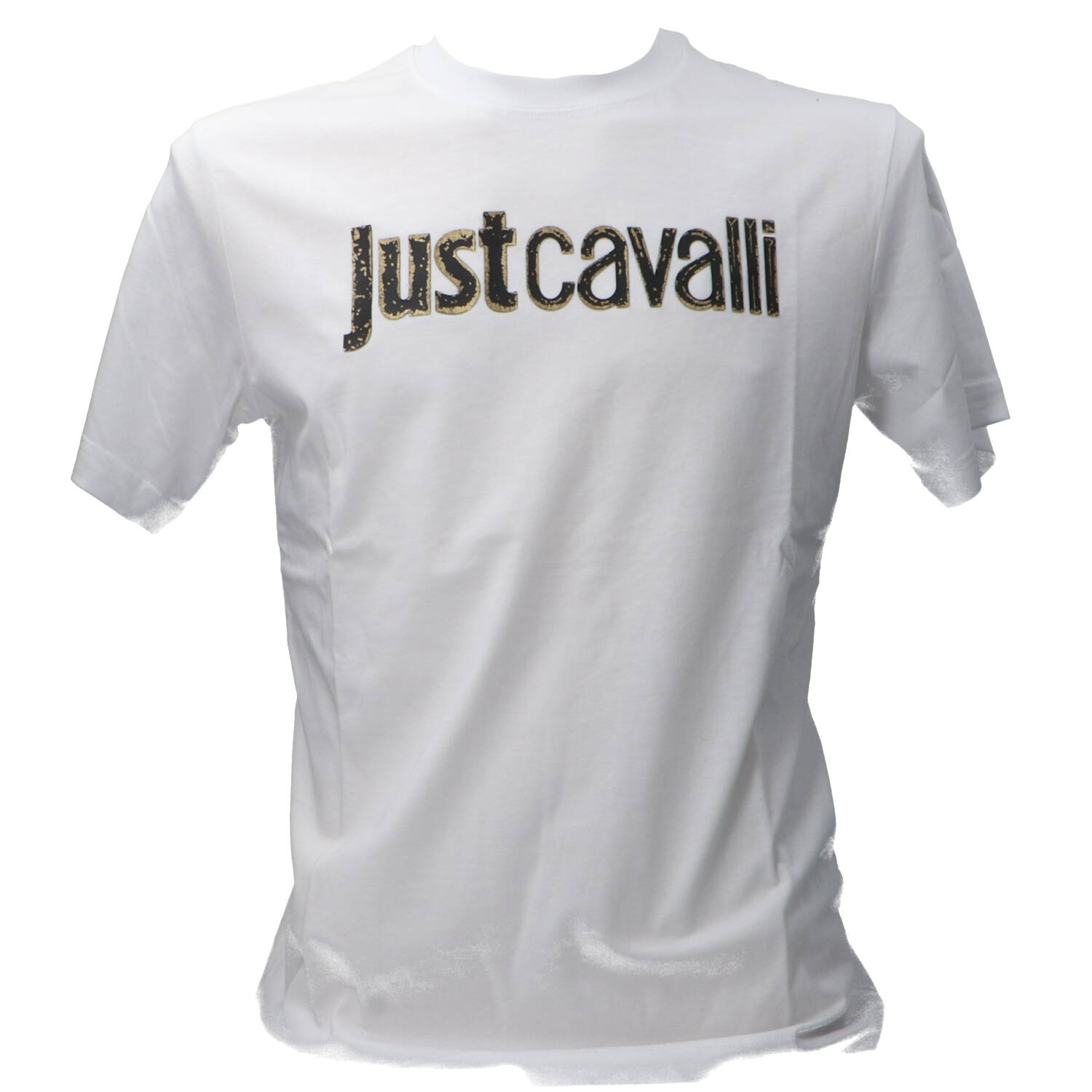 Just Cavalli T-shirt 79PM601 R RUBBER GLITTER LOGO  Bianco