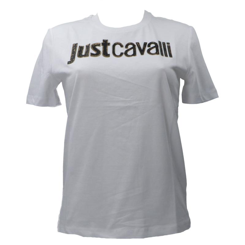Just Cavalli T-shirt 79PW610 R LOGO RUBBER GLITTER Bianco