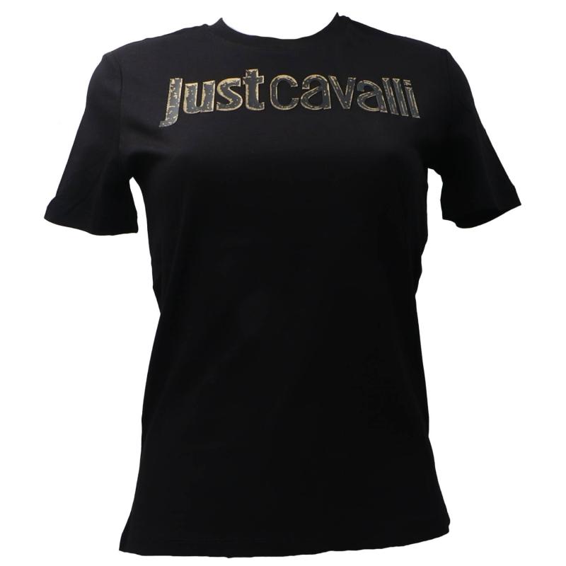 Just Cavalli T-shirt 79PW610 R LOGO RUBBER GLITTER Nero