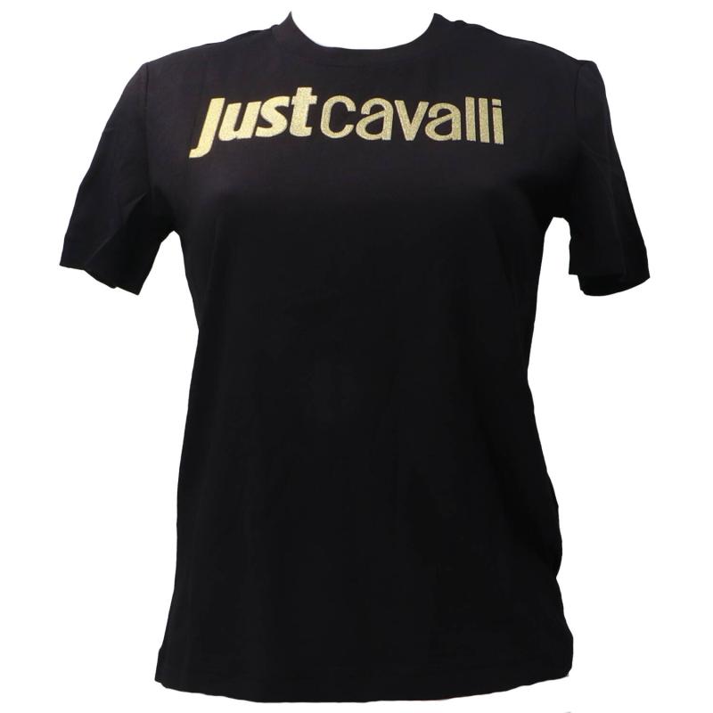 Just Cavalli T-shirt 79PW610 R LOGO GLITTER  Nero