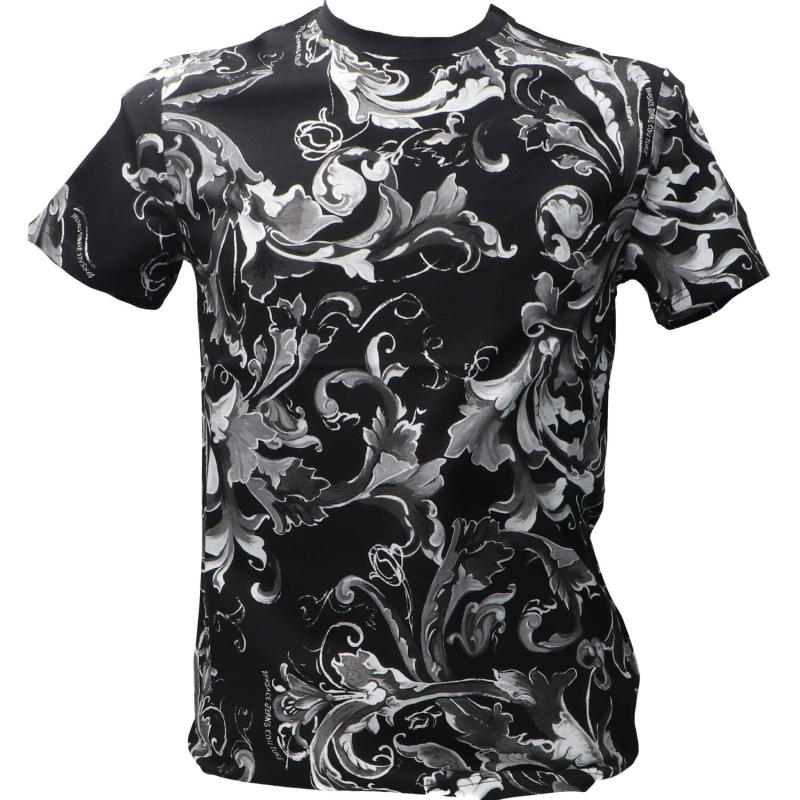 Versace T-shirt 79GAH6S0 ALL OVER BAROCCO Bianco Nero