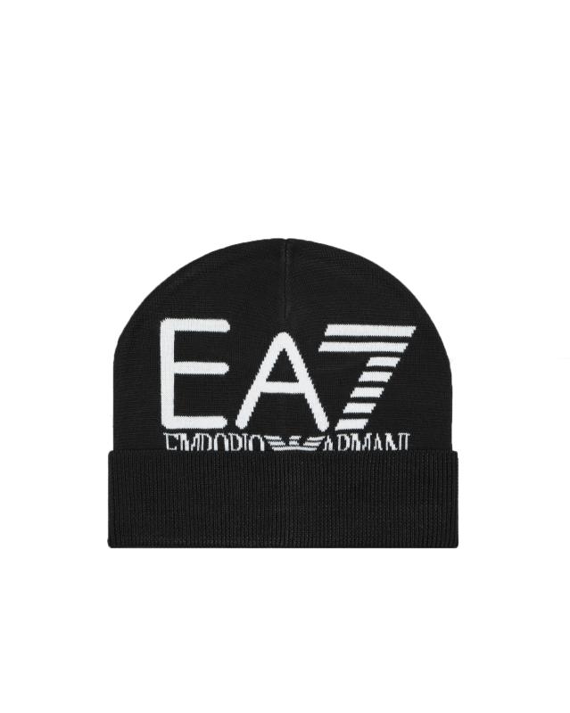 Emporio Armani Cappellini Beanie Visibility maxi logo EA7 Bianco Nero