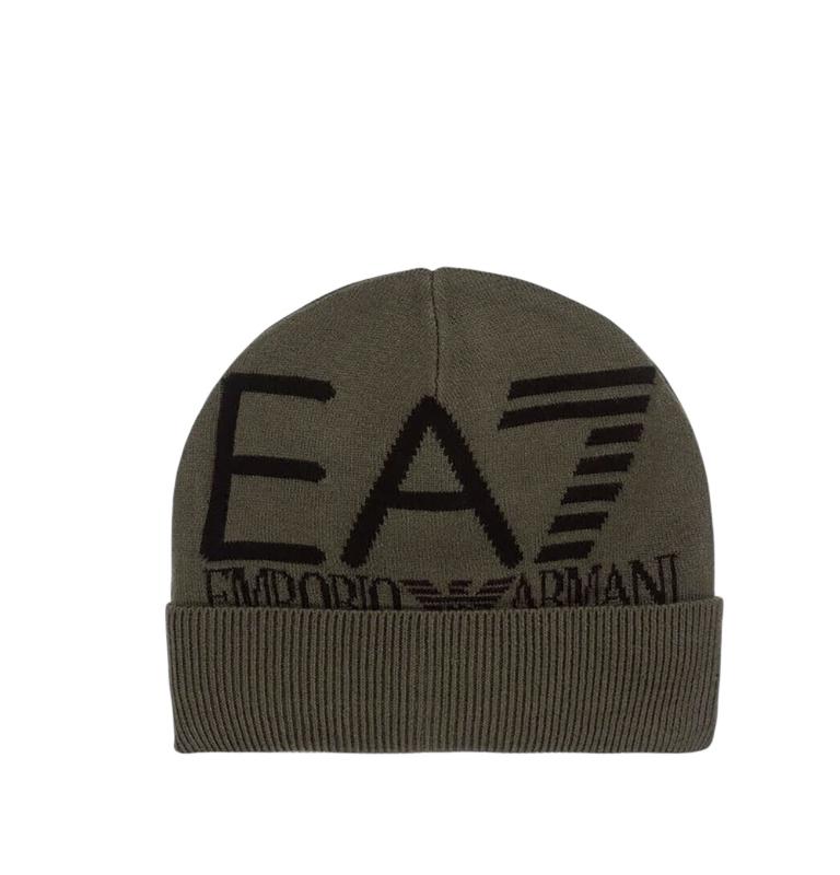 Emporio Armani Cappellini Beanie Visibility maxi logo EA7 verde scuro