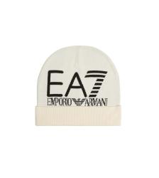 Emporio Armani Cappellini Beanie Visibility maxi logo EA7 Bianco Panna