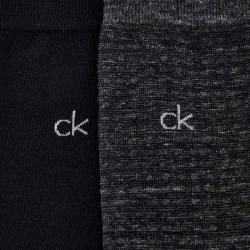 5971 CK MEN SOCK 2P MELANGE GRID Nero
