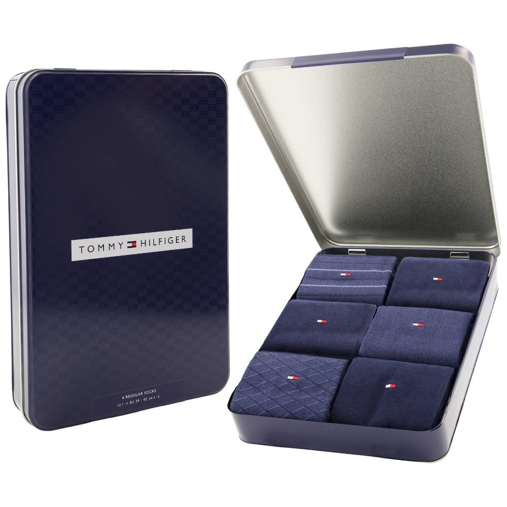 Tommy Hilfiger Calze 5373 TH MEN SOCK 6P TIN GIFTBOX BIRDEY  Blu