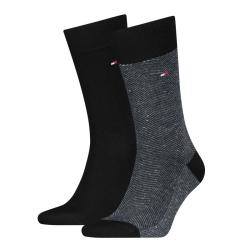 Tommy Hilfiger Calze 6313 TH MEN SOCK 2P NAPPY HERRINGBONE Nero