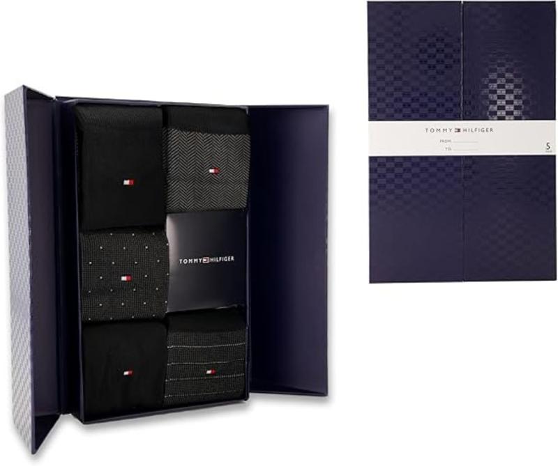 5374 TH MEN SOCK 5P GIFTBOX HERRINGBON Nero