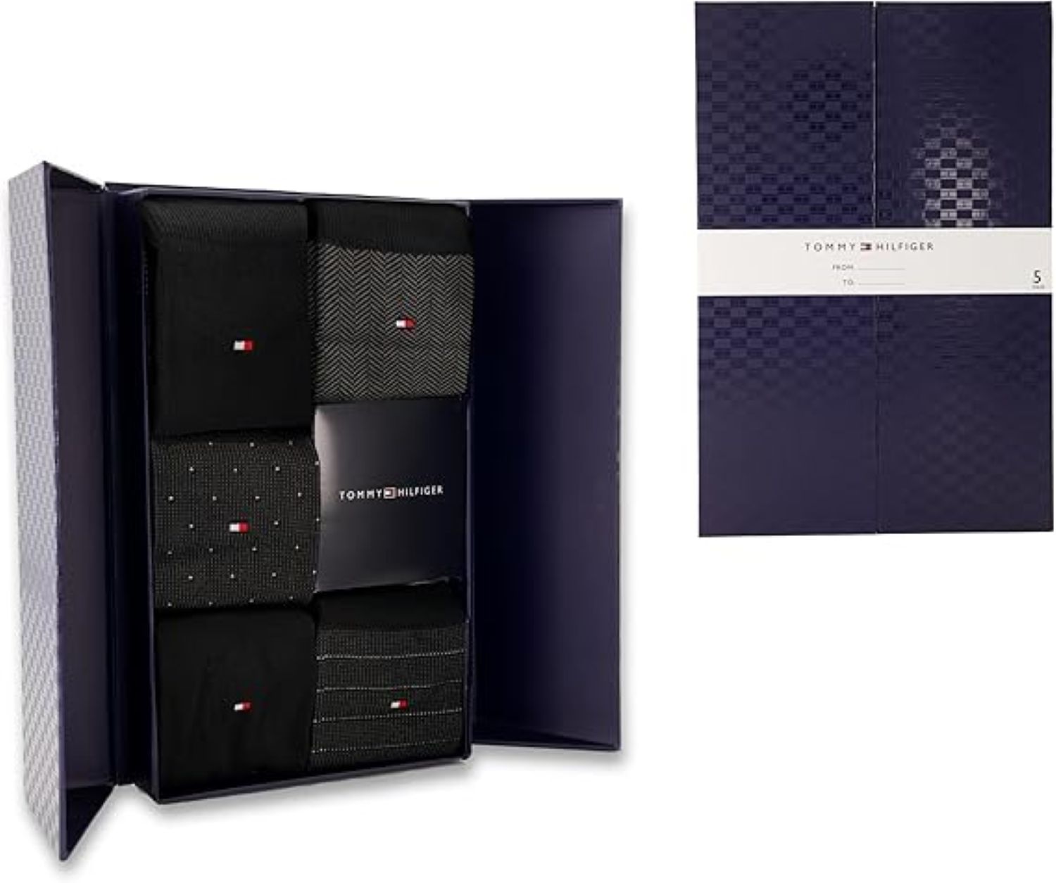 Tommy Hilfiger Calze 5374 TH MEN SOCK 5P GIFTBOX HERRINGBON Nero