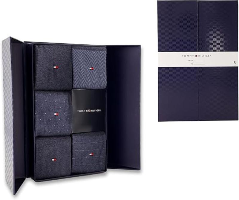 5374 TH MEN SOCK 5P GIFTBOX HERRINGBON Blu