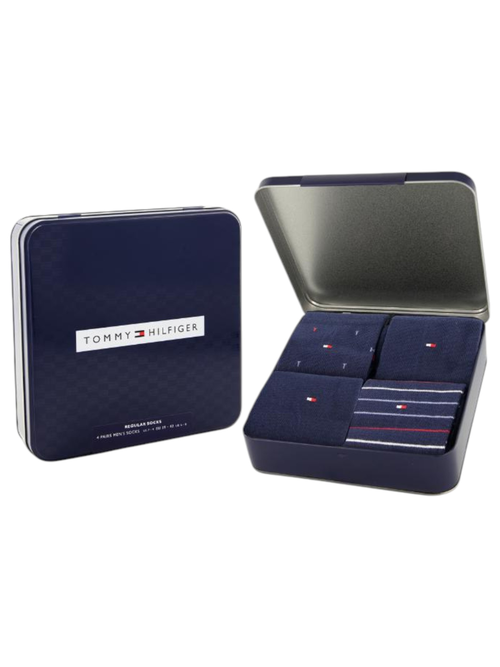 Tommy Hilfiger Calze 5375 TH MEN SOCK 4P TIN GIFBOX Blu