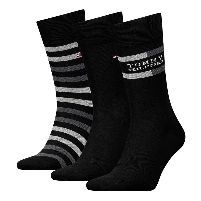 Tommy Hilfiger Calze 5376 TH MEN SOCK 3P GIFTBOX STRI Nero