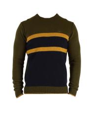 Aeronautica Militare Maglioni 252MA1609UL00924 GIROCOLLO RIGHE  Verde Scuro