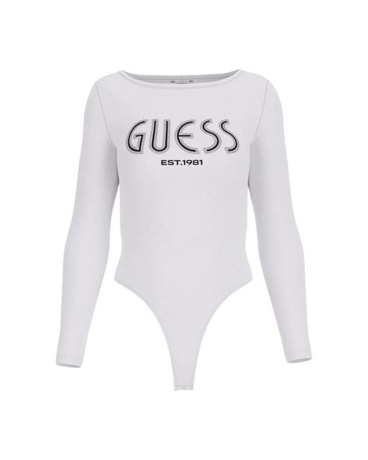 Guess Body W5YP05 K68D2 STRASS LOGO Bianco