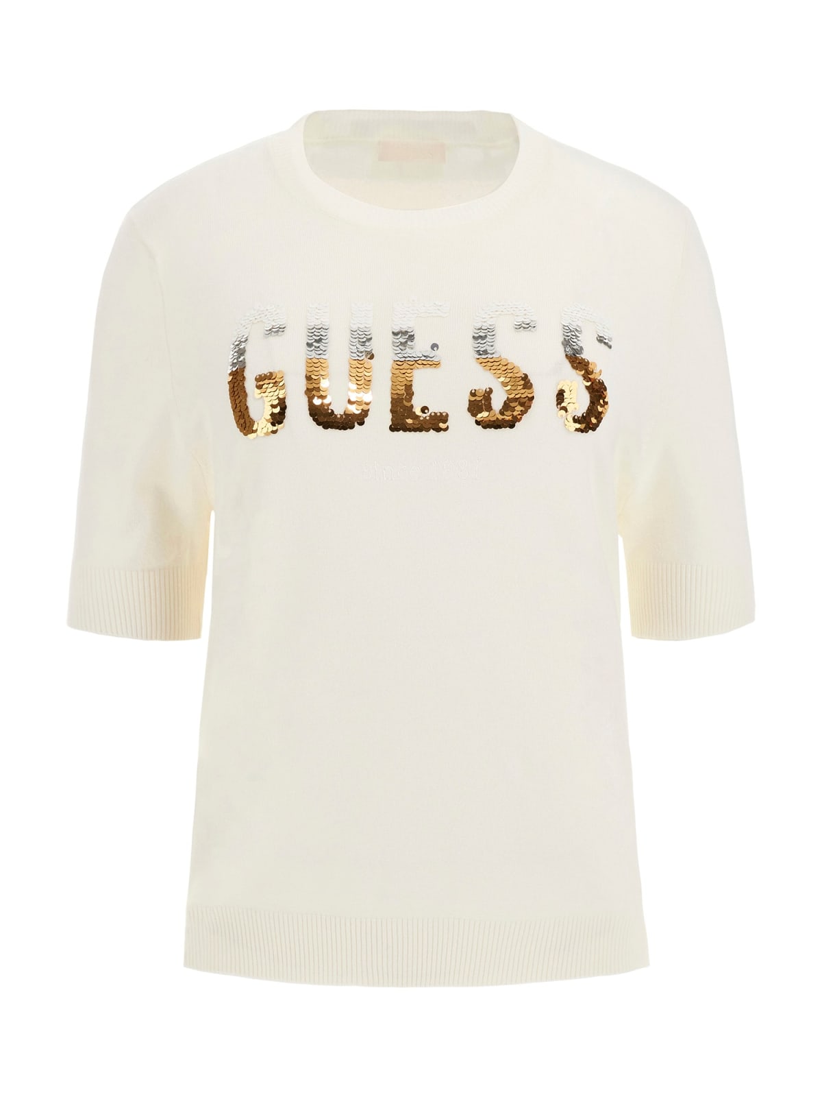 Guess T-shirt W5YR25 Z2NQ2 PAILETTES LOGO Beige