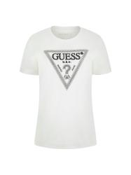 Guess T-shirt SS CN KRYSTAL TRIANG Bianco