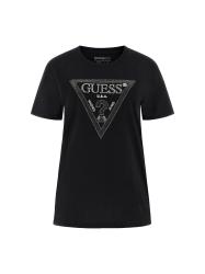 Guess T-shirt SS CN KRYSTAL TRIANG Nero