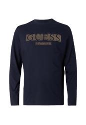 Guess T-shirt CN LS FLOCK LOGO TEE Blu