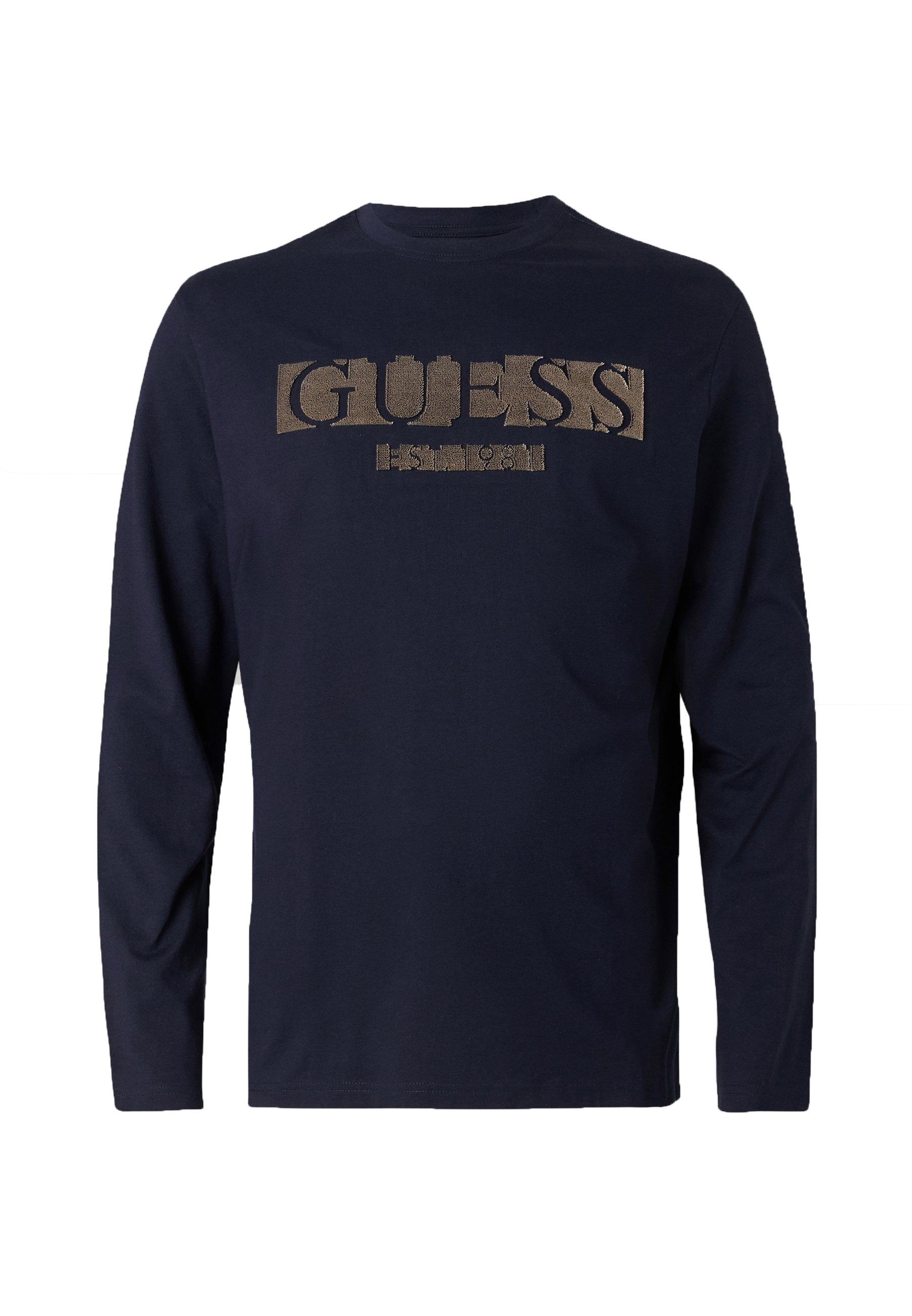 Guess T-shirt CN LS FLOCK LOGO TEE Blu