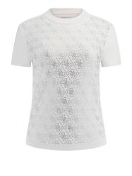 Guess T-shirt T-shirt MOCK NECK ALL OVER 4G TEE Bianco