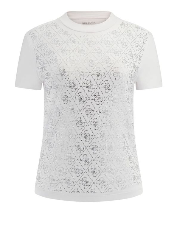 Guess T-shirt T-shirt MOCK NECK ALL OVER 4G TEE Bianco
