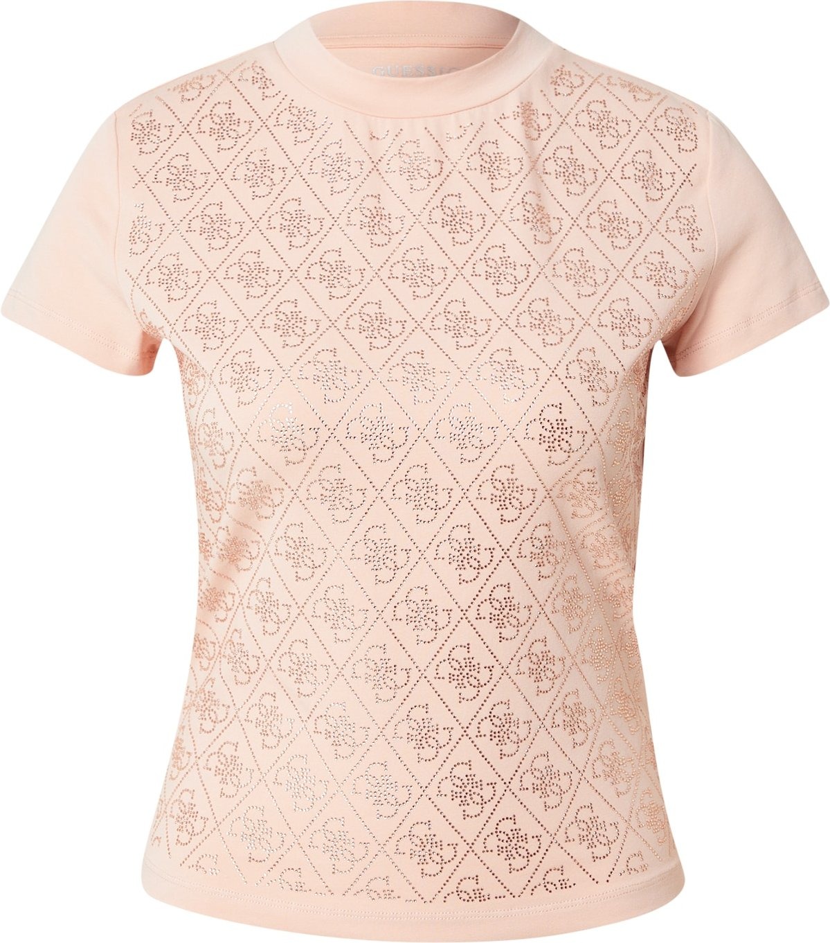 Guess T-shirt T-shirt MOCK NECK ALL OVER 4G TEE Rosa