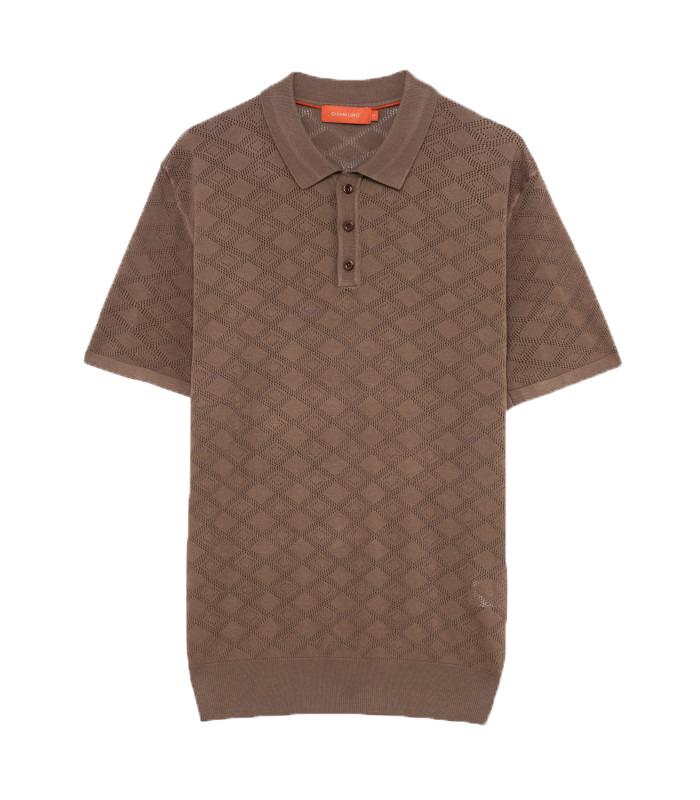 GL35328 POLO MAGLIA TRAFORATA Marrone