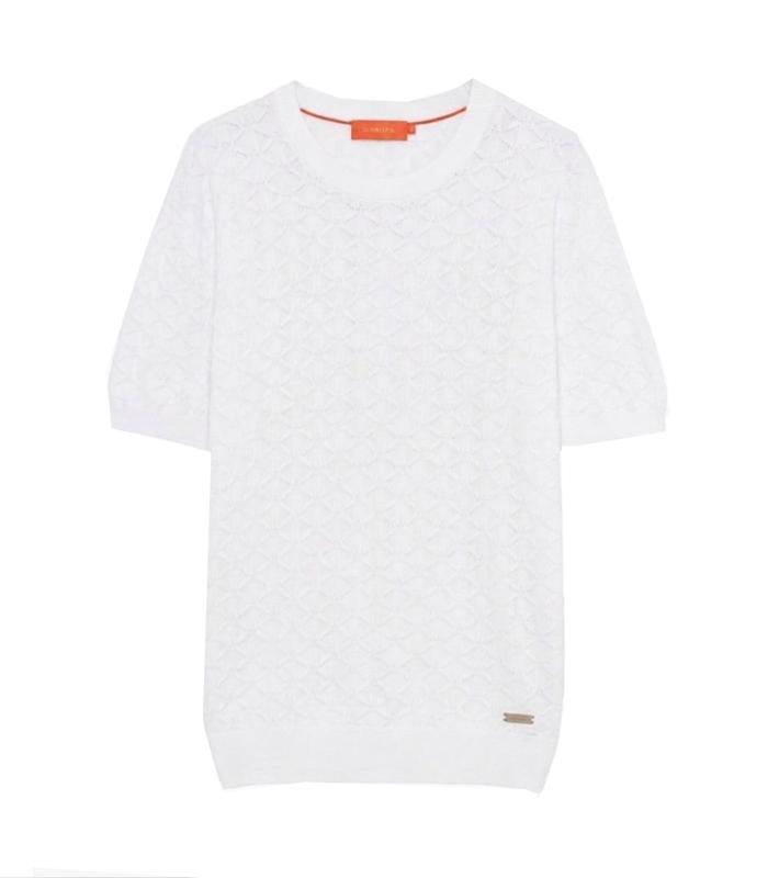 GL35330 IN MAGLIA PATTERN RILIEVO Bianco