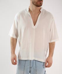 Over D Camicia OE1S2S6C70 SCOLLO V BOXY FIT Bianco