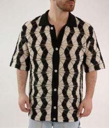 Over D Camicia OE1S2S6M44 APERTA STRUTTURATA Bianco Nero 