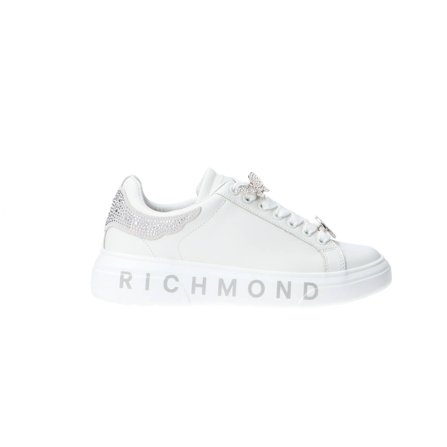 Richmond Sneakers Action leather mutistrass Argento
