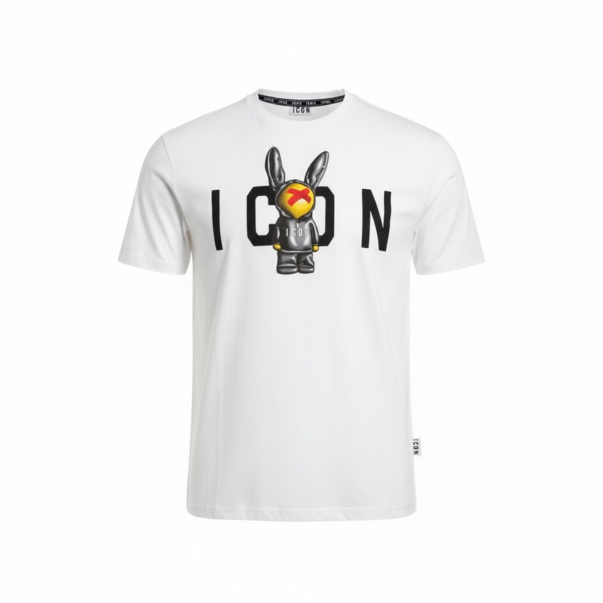 Icon T-shirt IUT026 STAMPA PUPAZZO Bianco