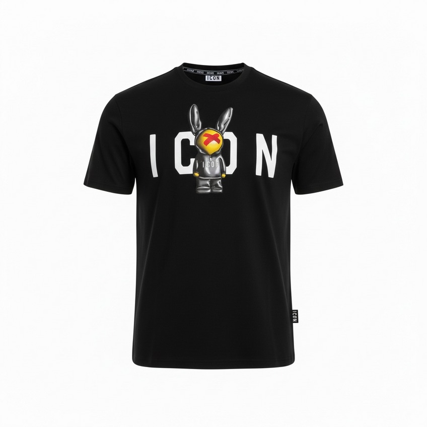 Icon T-shirt IUT026 STAMPA PUPAZZO Nero