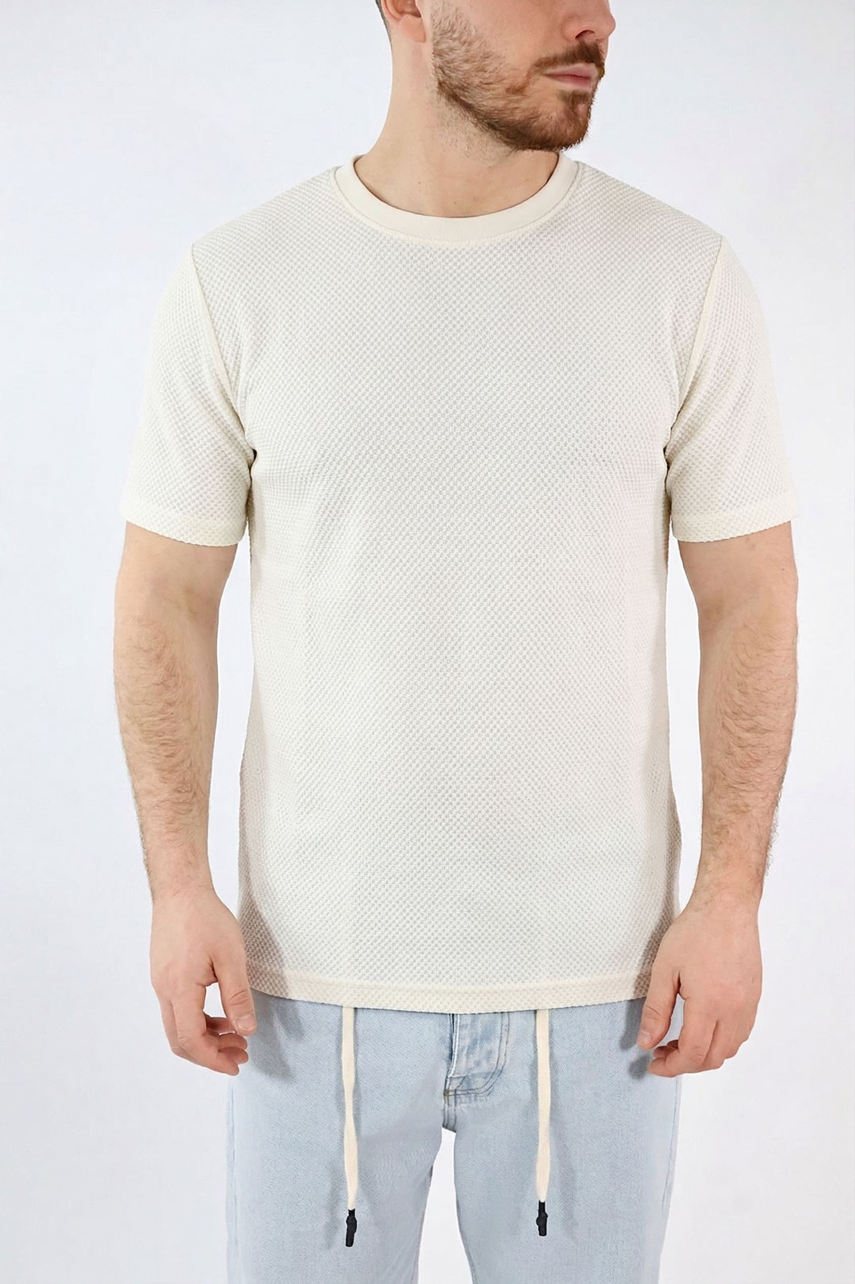 Over D T-shirt OE1S2S6T72 TESSUTO TRAFORATO Bianco Panna