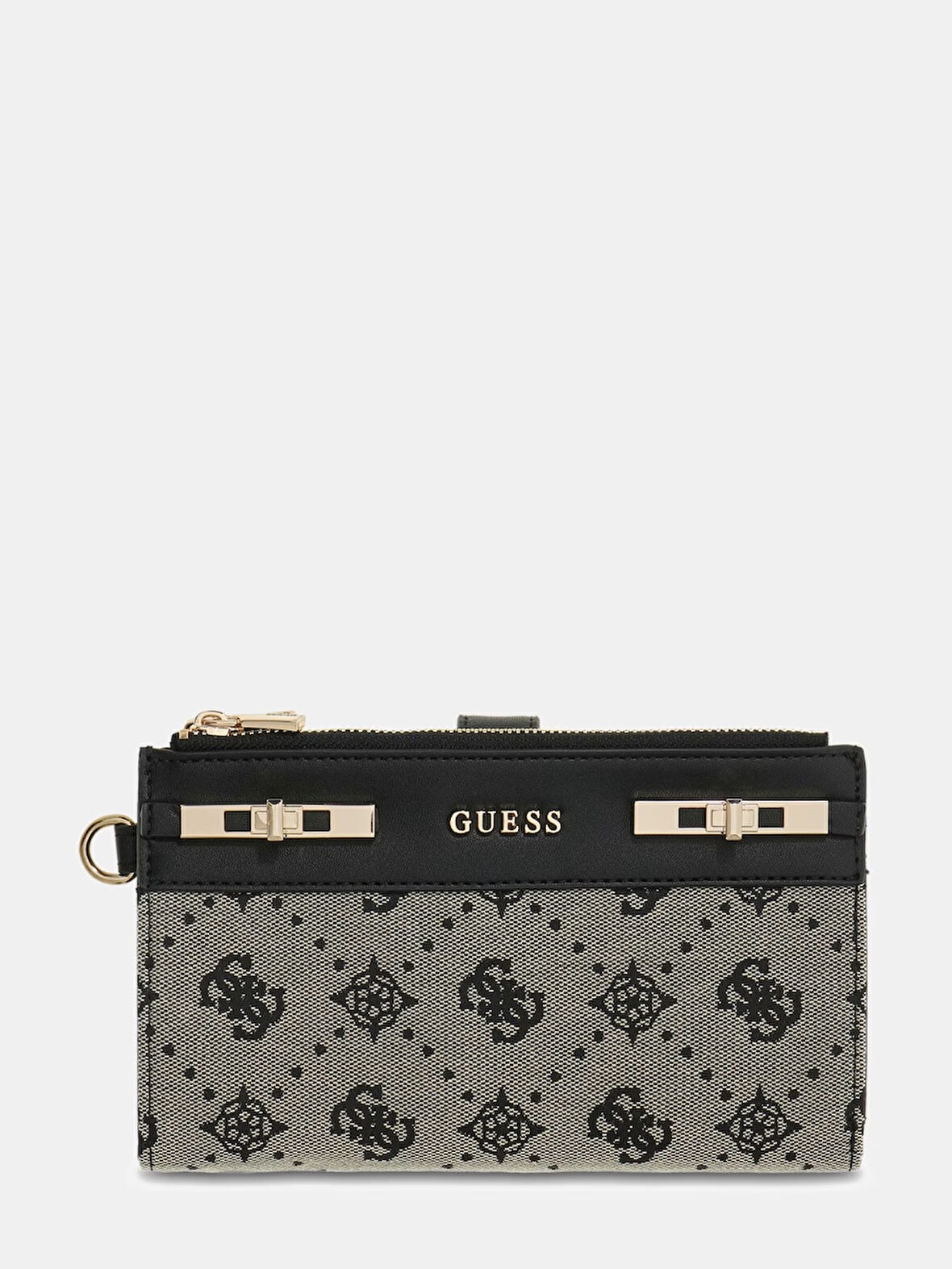 Guess Portafogli MELINDA LOGO DBL ZIP ORNZR Nero 