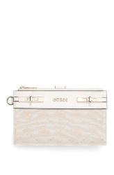 Guess Portafogli MELINDA LOGO DBL ZIP ORNZR Bianco panna