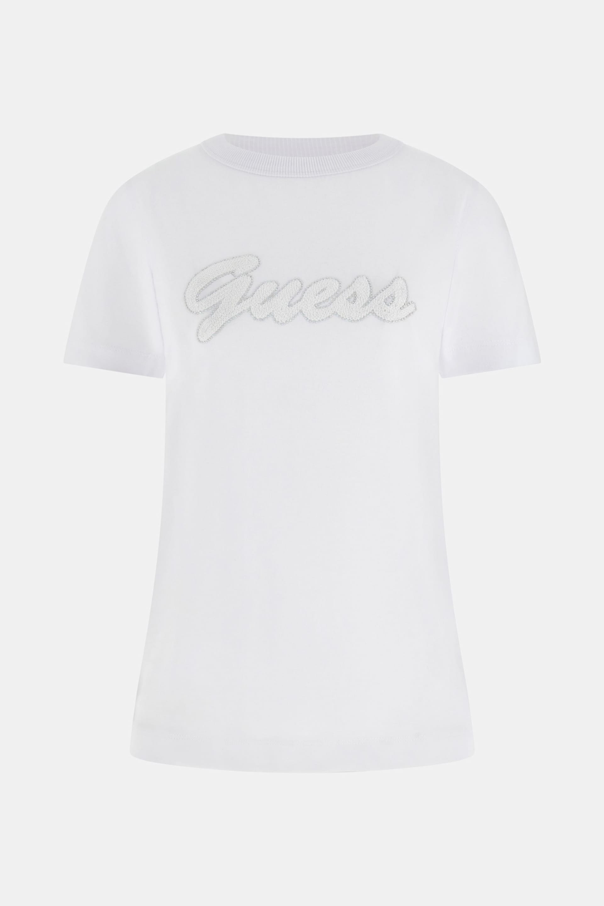 Guess T-shirt W6GI08K3023 SS CN 3D SCRIPT Bianco