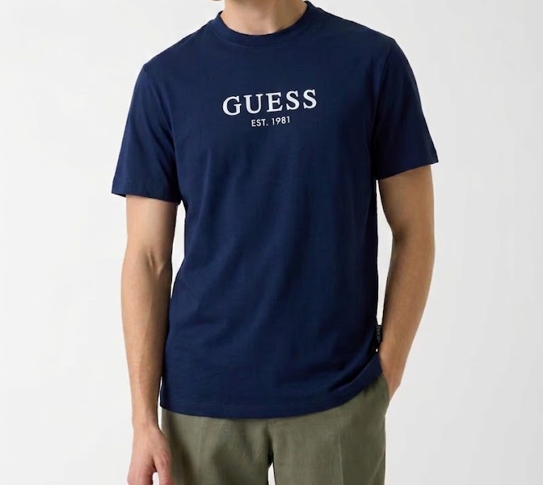 Guess T-shirt M6GI16K3032 CN SS GUESS LOGO CONTRAST STIT Blu