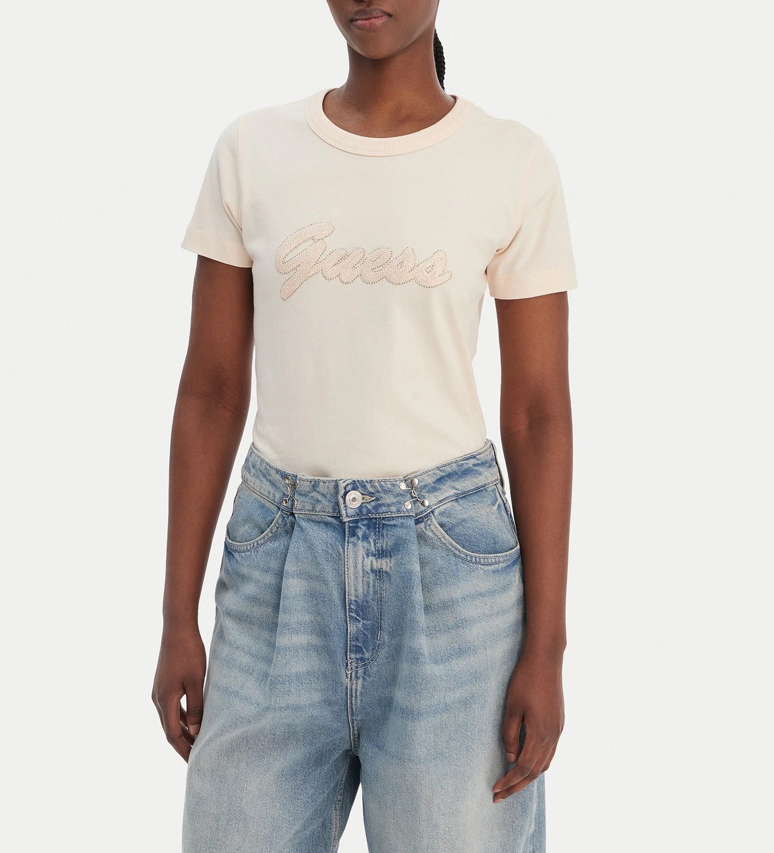 Guess T-shirt W6GI08K3023 SS CN 3D SCRIPT Rosa