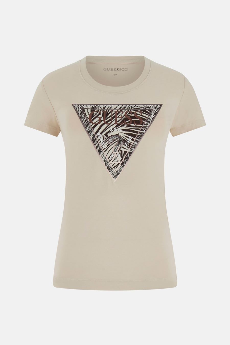 Guess T-shirt W6GI19K3042 SS CN ZEBRA TRIANGLE  Beige