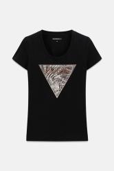 Guess T-shirt W6GI19K3042 SS CN ZEBRA TRIANGLE  Nero
