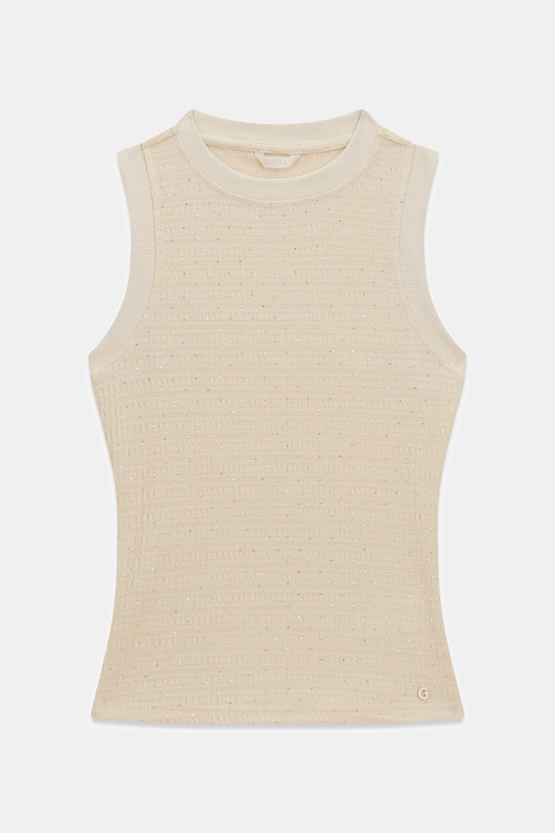 Guess Top SL FRANCINE SMOCK HOTFIX TOP Beige