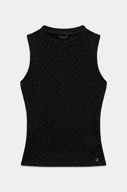 SL FRANCINE SMOCK HOTFIX TOP Nero