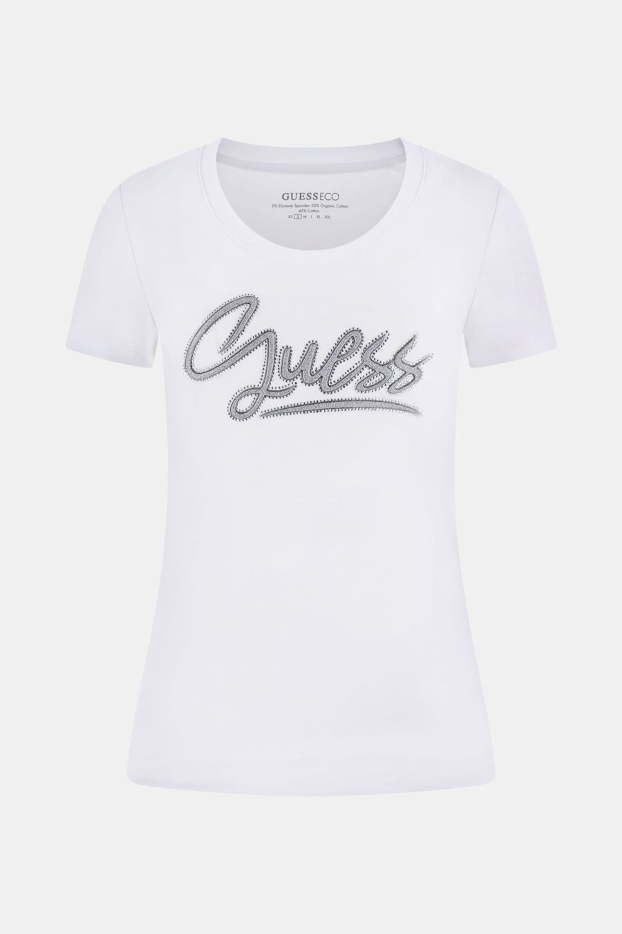 Guess T-shirt W6RI24J1314 SS CN SCRIPT TEE Bianco 