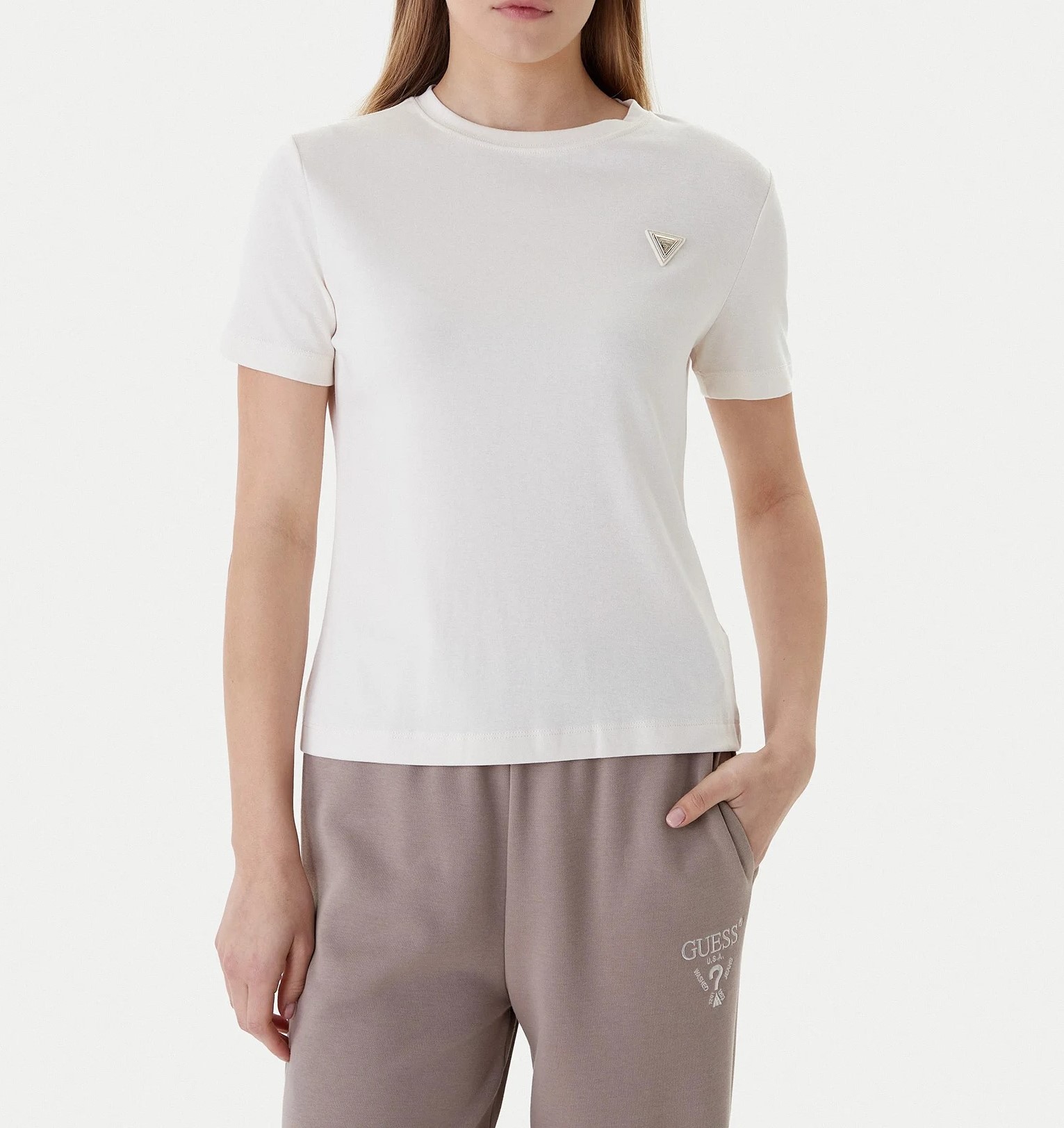 Guess T-shirt V6RI17KD741 SONIA CN SS Beige