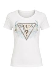 Guess T-shirt W6GI12K3027 SS CN FLOWER TRIANGLE  Bianco 