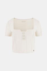 Guess T-shirt W6RP08KCBO2 SS SQUARE NK EVELINA Beige