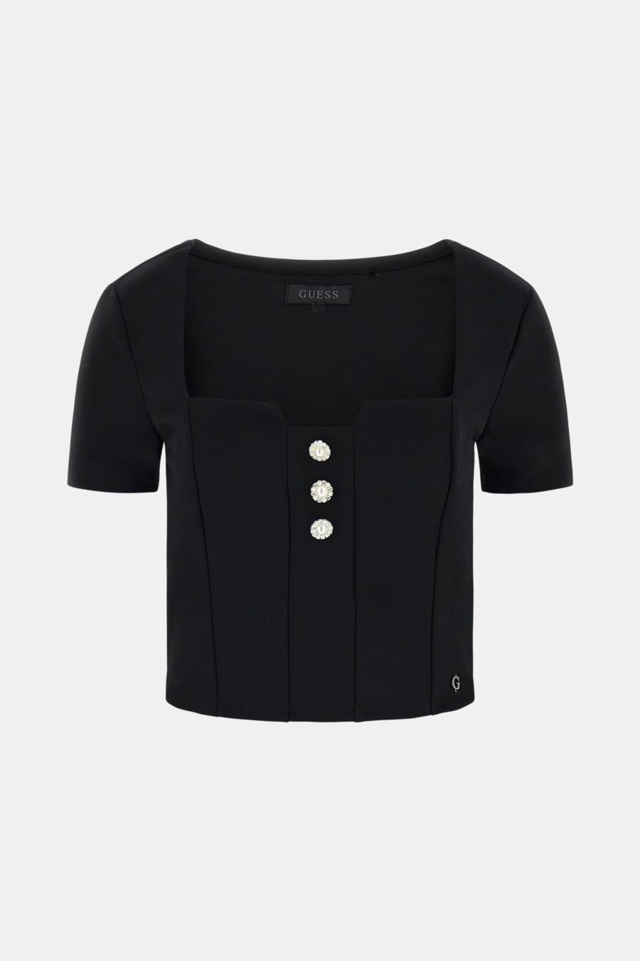 Guess T-shirt W6RP08KCBO2 SS SQUARE NK EVELINA Nero 